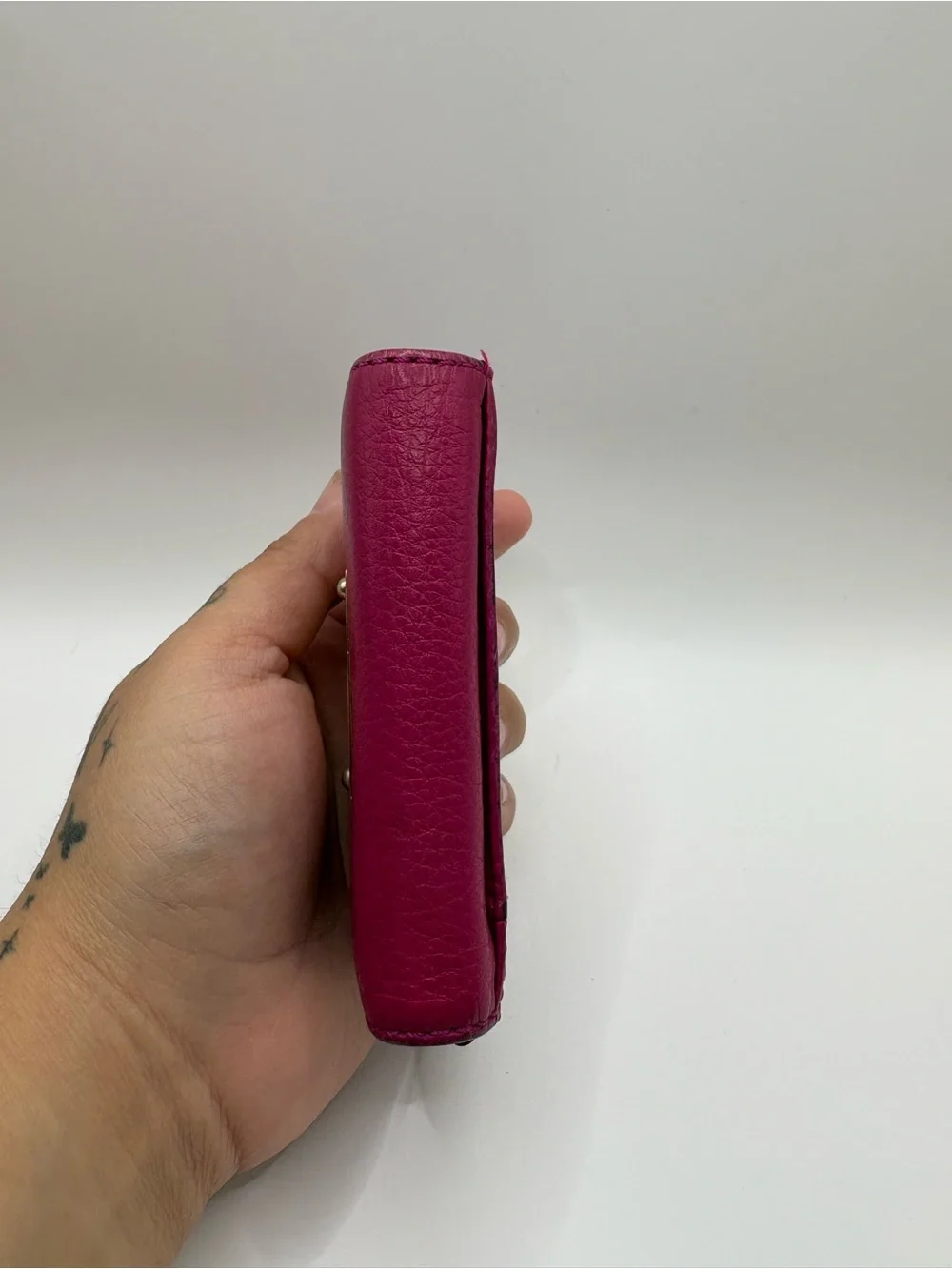 Michael Kors Hot Pink Leather Compact Wallet with Key Chain Attachment